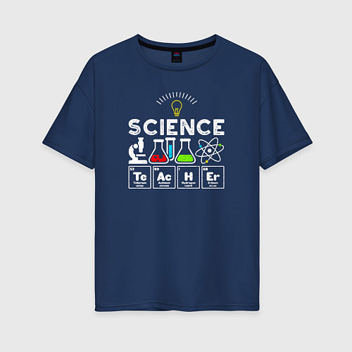 Женская футболка оверсайз Учитель науки / Тёмно-синий – фото 1