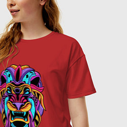 Футболка оверсайз женская Color lion Neon, цвет: красный — фото 2