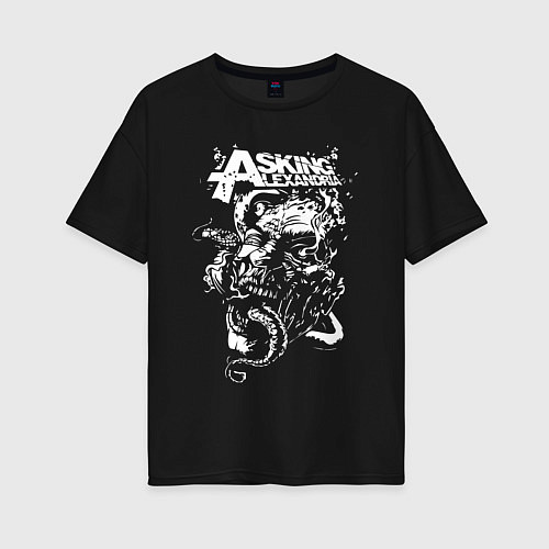 Женская футболка оверсайз Asking alexandria metal / Черный – фото 1