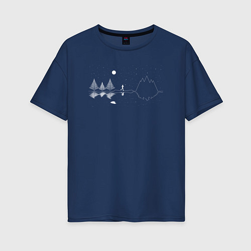 Женская футболка оверсайз Беговая Линия / Тёмно-синий – фото 1