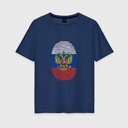 Футболка оверсайз женская Россия - ДНК, цвет: тёмно-синий