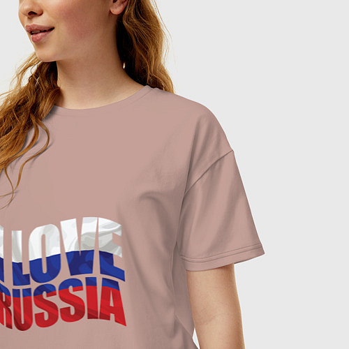 Женская футболка оверсайз Love - Russia / Пыльно-розовый – фото 3
