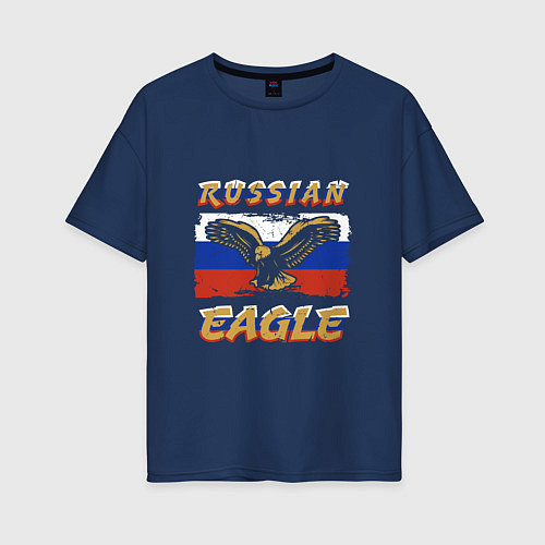 Женская футболка оверсайз Russian Eagle / Тёмно-синий – фото 1