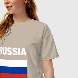 Футболка оверсайз женская Russian Flag, цвет: миндальный — фото 2
