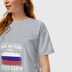 Футболка оверсайз женская Русский здесь, цвет: меланж — фото 2