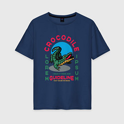 Футболка оверсайз женская Crocodile Крокодил, цвет: тёмно-синий
