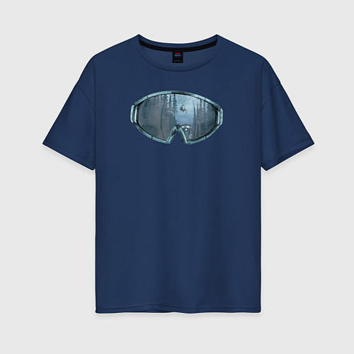 Женская футболка оверсайз Лыжная Маска / Тёмно-синий – фото 1