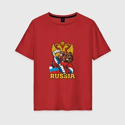 Женская футболка оверсайз Хоккей - Russia