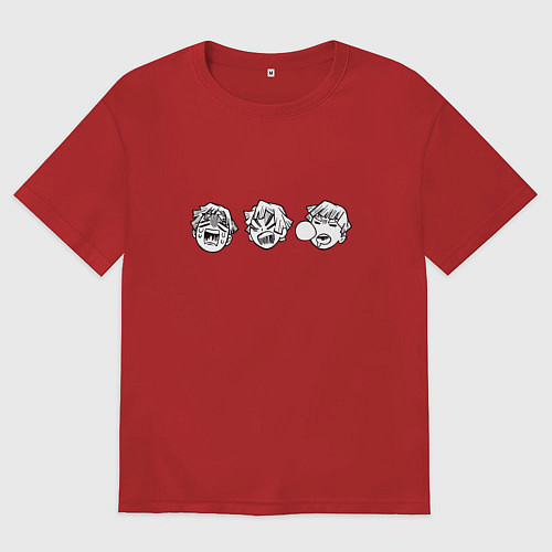 Женская футболка оверсайз Клинок, рассекающий демонов Зеницу эмодзи / Красный – фото 1