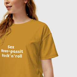 Футболка оверсайз женская Sex Novo-passit Rocknroll, цвет: горчичный — фото 2