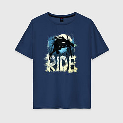 Футболка оверсайз женская Ride Ski, цвет: тёмно-синий