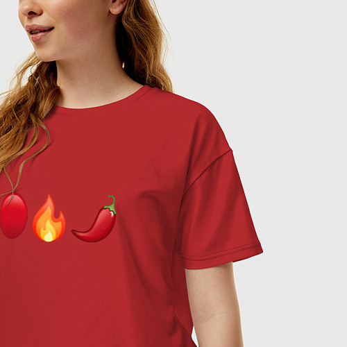 Женская футболка оверсайз Emoji RHCP / Красный – фото 3