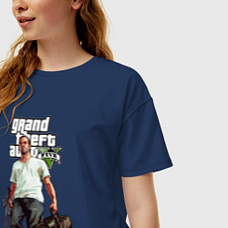 Футболка оверсайз женская GTA 5 Money bag, цвет: тёмно-синий — фото 2