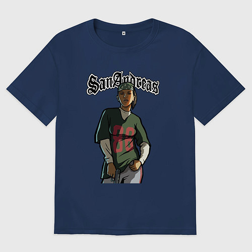 Женская футболка оверсайз San andreas girl / Тёмно-синий – фото 1