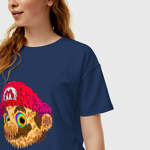 Женская футболка оверсайз Super Mario Sketch Nintendo / Тёмно-синий – фото 3