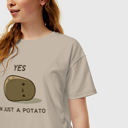 Футболка оверсайз женская Yes, im just a potato, цвет: миндальный — фото 2