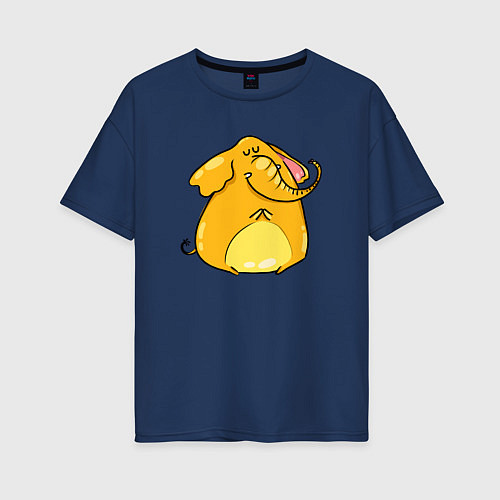 Женская футболка оверсайз Желтый слон / Тёмно-синий – фото 1