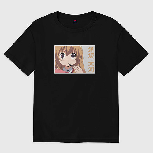 Женская футболка оверсайз Тайга с нямкой Торадора / Черный – фото 1