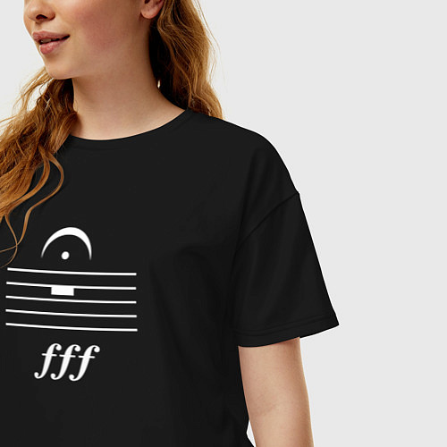 Женская футболка оверсайз Тишина FFF / Черный – фото 3