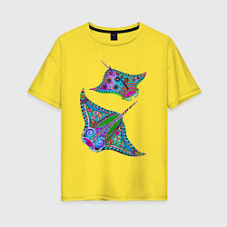Женская футболка оверсайз Скаты с психоделической раскраской