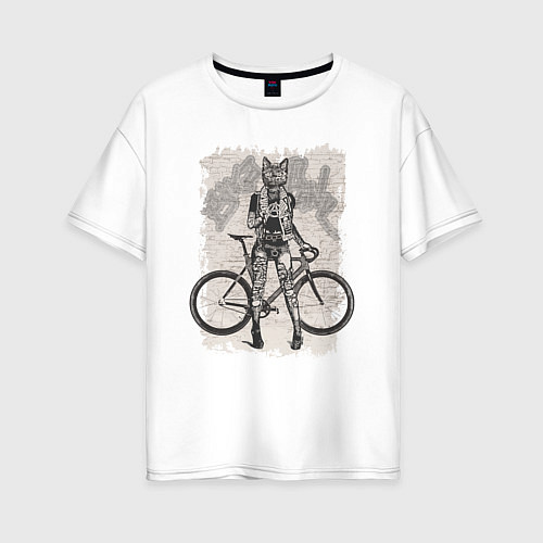 Женская футболка оверсайз Real bike punk / Белый – фото 1