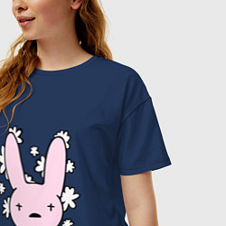 Футболка оверсайз женская Bad Bunny Floral Bunny, цвет: тёмно-синий — фото 2