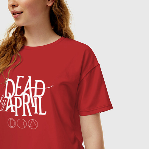 Женская футболка оверсайз Dead by april demotional / Красный – фото 3