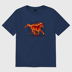 Футболка оверсайз женская Fire horse огненная лошадь, цвет: тёмно-синий