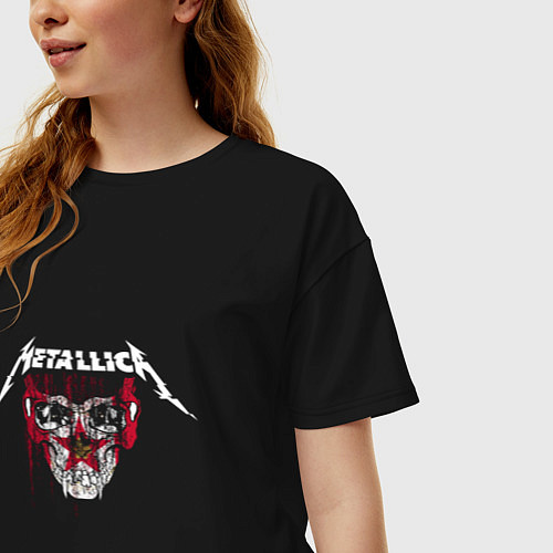 Женская футболка оверсайз Metallica Skull & Star / Черный – фото 3