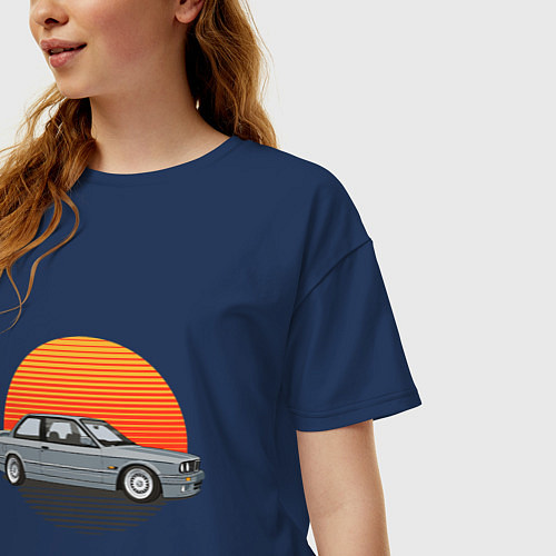 Женская футболка оверсайз BMW Sun / Тёмно-синий – фото 3