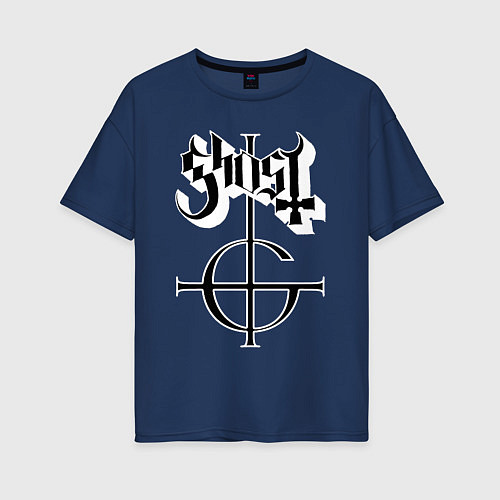 Женская футболка оверсайз Ghost logo / Тёмно-синий – фото 1