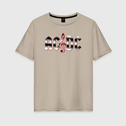 Женская футболка оверсайз AC DC metallic fire