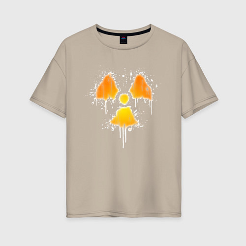 Женская футболка оверсайз Radioactive symbol / Миндальный – фото 1