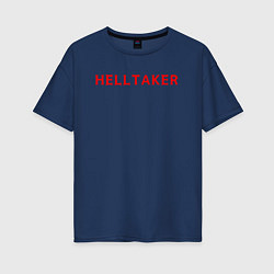 Футболка оверсайз женская Helltaker logo, цвет: тёмно-синий