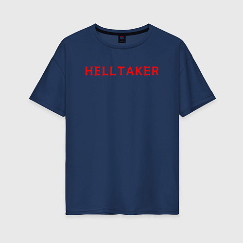 Женская футболка оверсайз Helltaker logo / Тёмно-синий – фото 1