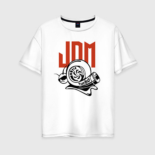 Женская футболка оверсайз JDM Japan Snail Turbo / Белый – фото 1