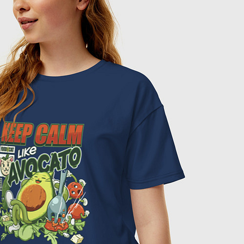 Женская футболка оверсайз Keep Calm Like Avocato / Тёмно-синий – фото 3