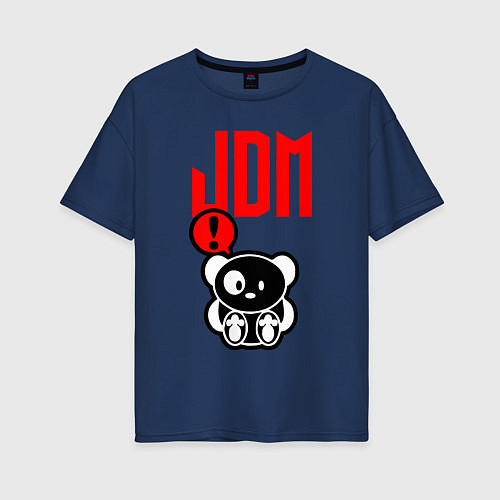 Женская футболка оверсайз JDM Panda Japan Bear / Тёмно-синий – фото 1