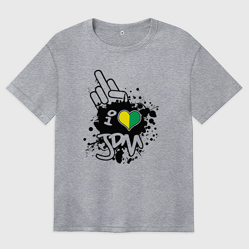 Женская футболка оверсайз I love JDM Japan / Меланж – фото 1