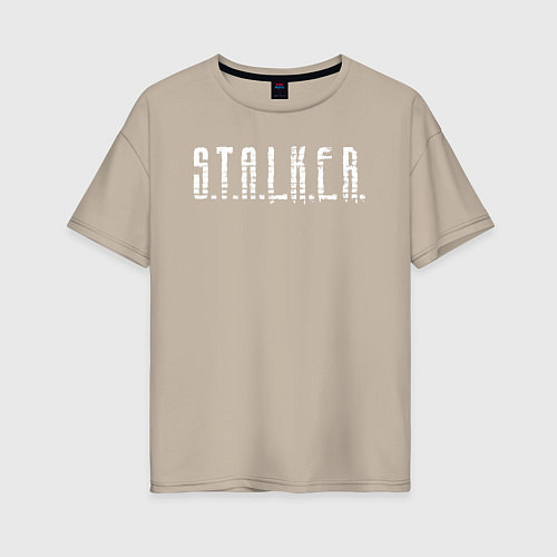 Женская футболка оверсайз S T A L K E R - Logo / Миндальный – фото 1