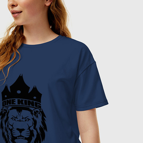 Женская футболка оверсайз Lion one king / Тёмно-синий – фото 3