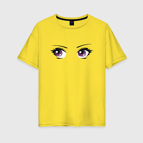 Женская футболка оверсайз Милые глазки cute eyes / Желтый – фото 1