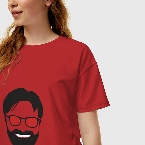 Женская футболка оверсайз Клопп в очках / Красный – фото 3
