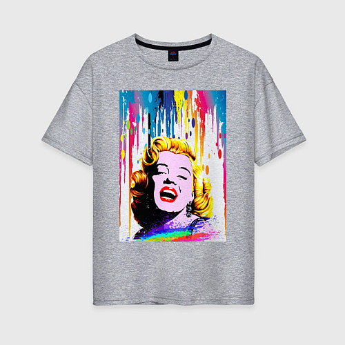 Женская футболка оверсайз Monroes laugh / Меланж – фото 1