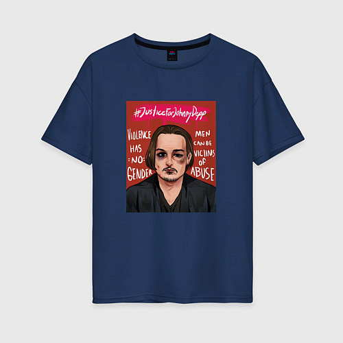 Женская футболка оверсайз Справедливость для Джонни Деппа / Тёмно-синий – фото 1