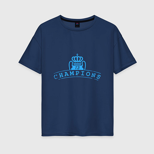 Женская футболка оверсайз Real Champions / Тёмно-синий – фото 1