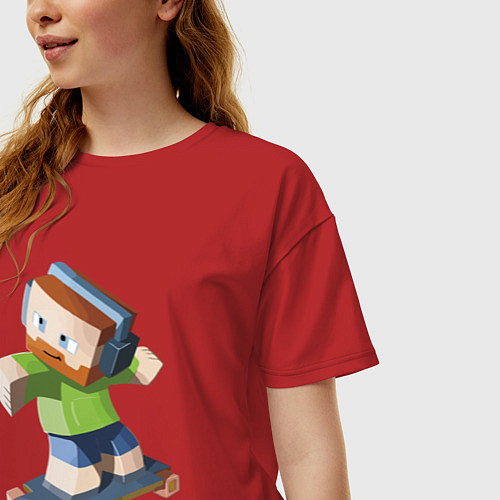 Женская футболка оверсайз Minecraft Skater Video game / Красный – фото 3