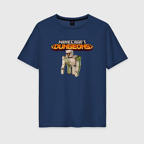 Женская футболка оверсайз Minecraft Iron Golem Video game / Тёмно-синий – фото 1