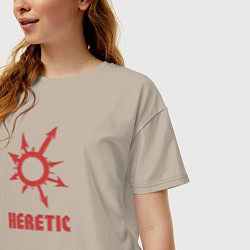 Футболка оверсайз женская Знак еретика и отступника, цвет: миндальный — фото 2