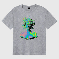 Футболка оверсайз женская Gorgon Medusa Vaporwave Neon, цвет: меланж